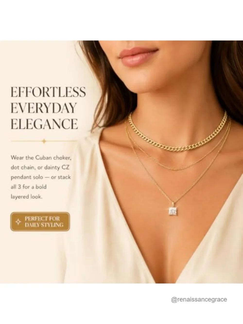14K Gold Plated Layered Necklace Set for Women, 3 Piece Waterproof Stainless
